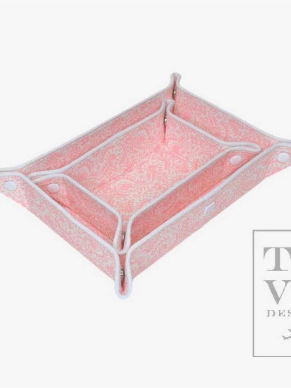 TRVL Tray Set NWT in package. Pink and white pattern